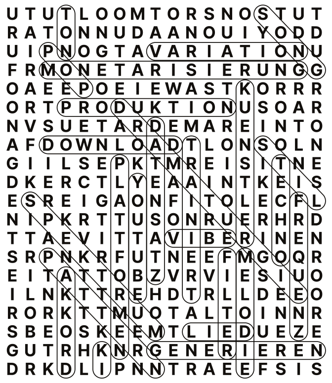 Seite 15 Lösung, Wortsuche (Wiener Zeitung, WZ Rätselheft Sommer 2026)