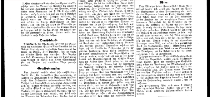 Screenshot der Seite 4 der Wiener Zeitung vom 28. August 1848.