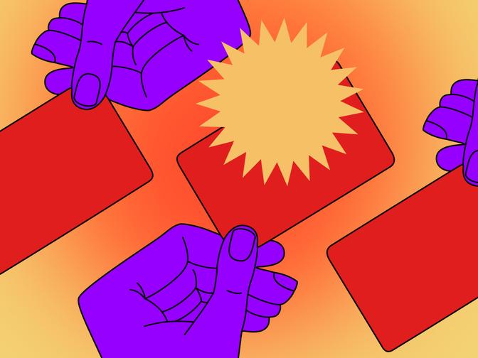 Illustration von Händen, die symbolische Öffi Tickets halten