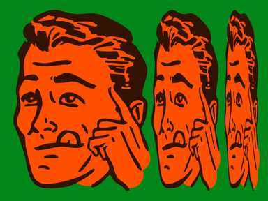 Eine Illustration von einem verwirrten Mann.