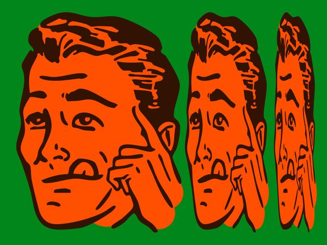 Eine Illustration von einem verwirrten Mann.