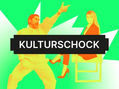 Eine lebhafte Grafik zeigt Bad Bunny während seiner Superbowl Show, der energisch gestikuliert, und eine sitzende Melania Trump, vom Poster ihrer Dokumentation "Melania" mit dem Schriftzug „Kulturschock” in fetter schwarzer Schrift auf grünem Hintergrund.