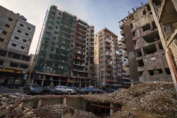 Spuren israelischer Luftangriffe in Dahieh.